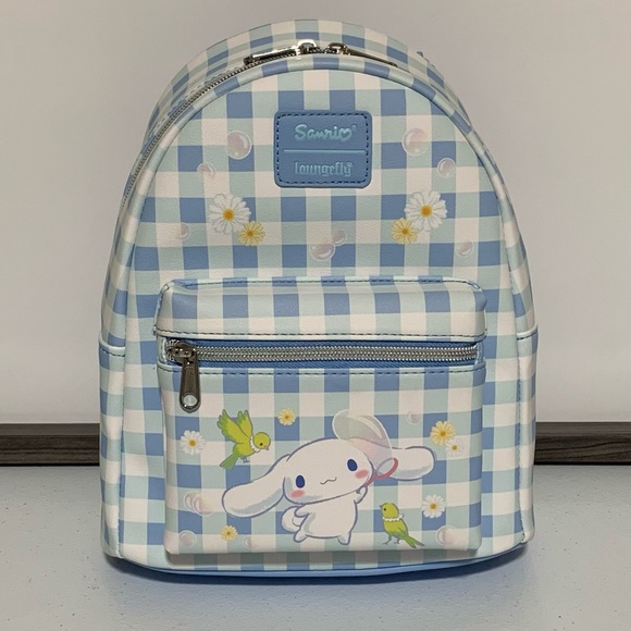 Loungefly x Sanrio Cinnamoroll Daisy Gingham Mini Backpack & Mini Zip Wallet-New - Picture 2 of 12